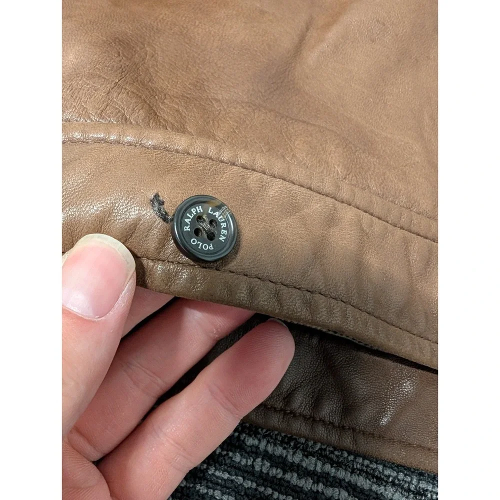Polo Ralph Lauren Brown Lambskin Leather Harrington Bomber Jacket Men's Medium
